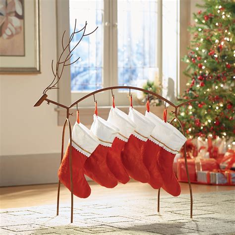 metal stocking holder|free standing metal stocking holder.